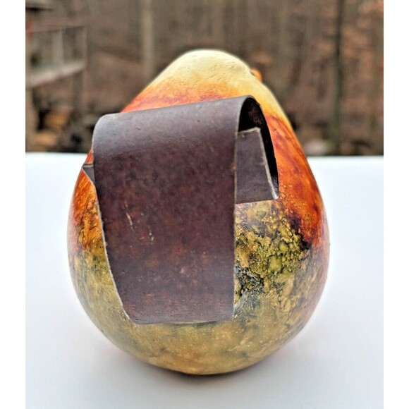 Folk Art Clay Art Pottery Bird Figure w/ Wrought Iron Tail Handcrafted Mexico - Picture 4 of 14